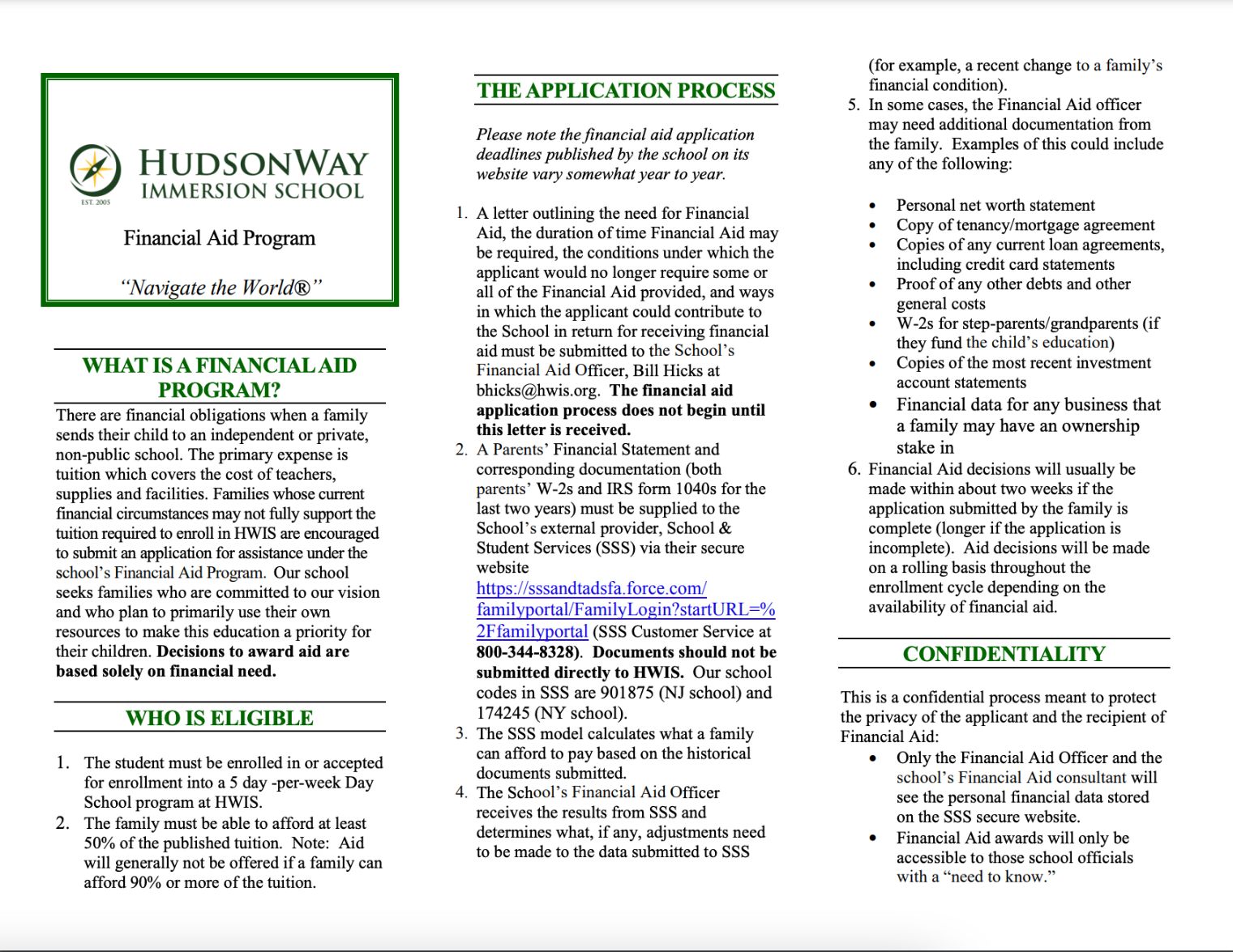 Financial Aid Program | HudsonWay Immersion School